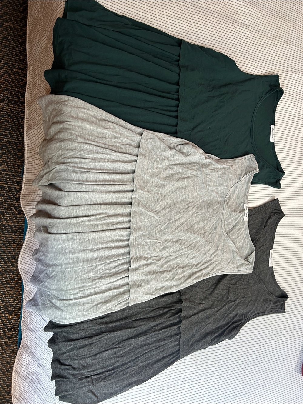Maternity & Nursing Top Bundle in Dark Green, Light Gray, and Charcoal